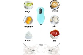 Resim Premium Çelik Uçlu Pilli Mini Kahve Sos Krema Mama Yumurta Çırpıcı Karıştırıcı Süt Köpürtücü Mikser 