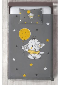 Resim Mekta Home Bebek Ve Çocuk Odası Sarı Filli Balon Desenli Yatak Örtüsü Renkli 