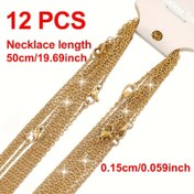 Resim 12 adet 50cm Paslanmaz Çelik Zincirler DIY Takı Yapımı için - Şık Minimalist Unisex Kolye El Sanatları Malzemeleri Halloween Parti Kostüm Aksesuarları, Günlük Giyim & Hediye Fikirleri, Çok Yönlü Aksesuar, Cilalı Yüzey 