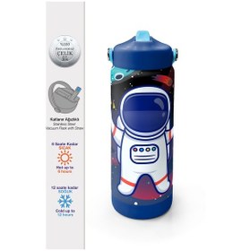 Resim Coral High Saks Lacivert Astronot Desenli Katlanır Ağızlıklı Çelik Termos 650 Ml 38385 Safir Mavisi 