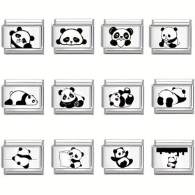 Resim 1 adet Sevimli Karikatür Panda Takı Süsleri - Bilezikler, Kolyeler, Yüzükler, Ayakkabı Dekoru için 6 Şirin Tasarım, Yüksek Kaliteli Metal El Sanatları Aksesuarları - Üniseks Moda Takı Yapım Malzemeleri 