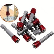 Resim 1 set manyetik çapraz tornavida ucu, 1/4 inç altıgen saplı alçıpan elektrikli tornavida ucu seti WM50mm tek başlık renkli manyetik halka tornavida ucu konumlandırma tornavidası manyetik pnömatik tornavida ucu alüminyum halkalı 