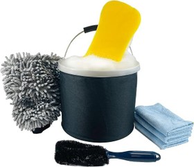 Resim Simply Auto CVK01 Professional 7 Parça Araç Vale Kiti - Sünger, Mikrofiber Eldiven, Kıl Fırça, 3 X Mikrofiber Bez ve Katlanabilir Kova Dahil 