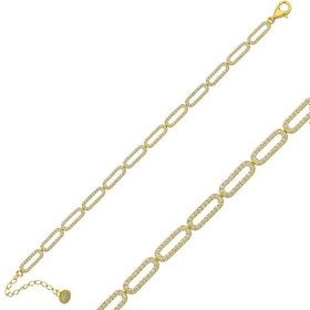 Resim Gümüş Gold Oval Taşlı Bayan Bileklik 