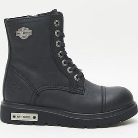 Resim Harley Davidson Tums New Black Baskılı Deri Kadın Bot Siyah 