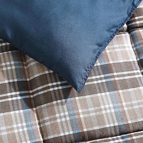 Resim Eddie Bauer - Kraliçe Yorgan Seti, Ters Çevrilebilir Mikro Süet Yatak Takımları, Eşleşen Yastık Kılıfları, Günlük Ev Dekoru (Rugged Plaid Brown, Queen) 