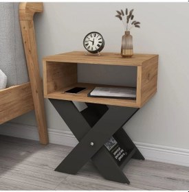 Resim Reyo Home Enda X Ayaklı Komodin Kahve Sehpası Çam-antrasit 