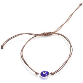 Resim Nusret Lacivert Nazar Boncuğu Kahverengi İpli Bileklik 