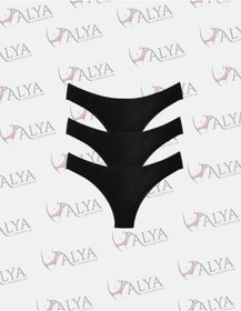 Resim Alya Underwear Kadın Brazilian Külot 3 Adet Beyaz Siyah 