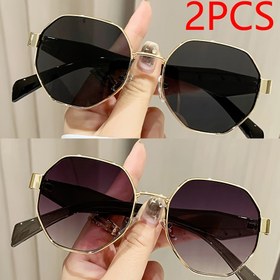 Resim 2 Adet Çok Amaçlı Unisex Moda Gözlüğü, İkili Eşarp, Vintage Yuvarlak Camları Foto Prop Mobilyası, Şık Tabanlara Sahip Dayanaklı Đerli Hafif Đeňimli Çońukturulmuş Ózel Stil Streetwear Hayranları Ícın 