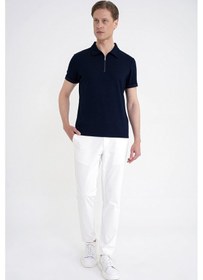Resim Efor Slim Fit Esnek Pamuklu Fermuarlı Lacivert Polo Yaka Tişört Ts 926 