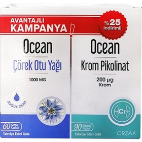 Resim Ocean Çörek Otu Yağı 60 Kapsül + Ocean Krom Pikolinat 90 Kapsül 