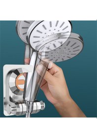 Resim Kendinden Yapışkanlı Nano Duş Başlığı Askısı 15 Kg Taşıma Mafsallı Kolay Kurulum Gri - Gümüş 
