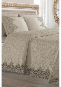 Resim Fransız Güpürlü Çeyizlik Battaniye Takımı Arus Bej 