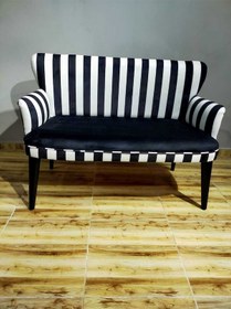 Resim Azra Mobilya Ikili Koltuk - Kanepe - Nubuk Kumaş - Ahşap Ayak - Modern Tasarım - Zebra Siyah-beyaz 