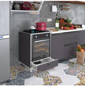 Resim Kenzlife Ankastre Modülü Kabini Fosfat Gri Fırın Ocak Dolabı Çekmeceli Ayaklı 