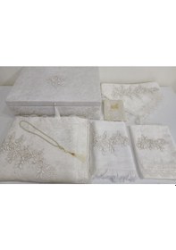 Resim Sandıklı Seccade Seti Çeyizlik Bohça Seti Kadife Güpürlü 7 Parça 