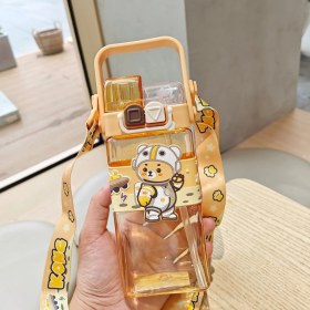 Resim Qqtabc Karikatür Plastik Bardak Sevimli Ikili Içme Kupa Çocuk Pipetli Kur (Yurt Dışından) 