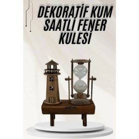Resim MCM Group Hediyelik Eşya Retro Ahşap Deniz Feneri Kum Saati Biblo 
