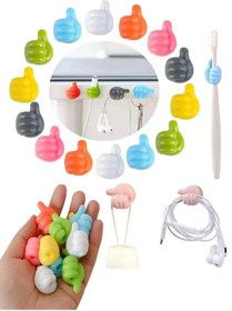 Resim KİNG VEGAS TİCARET 3 Adet Çok Fonksiyonlu Yapışkanlı El Şeklinde Başparmak Kablo Tutucu Düzenleyici Sabitleyici 