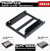 Resim Akasa 2 x 2.5" HDD/SSD Çift Yuvalı 3.5" Dönüştürücü (AK-HDA-03BK) Kutusuz