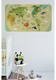 Resim Eğitici Dünya Haritası Dünya Atlası Çocuk Ve Bebek Odası Duvar Sticker-60x105-3773 - Renkli Çok Renkli 
