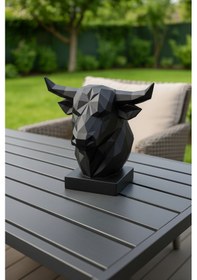 Resim Dekoratif Büst Boğa Heykeli Özel Tasarım Hediye 12 X 16 Cm 