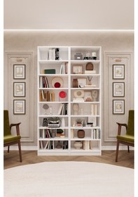 Resim Asra Trend %100 MDFLAM Beyaz Kitaplık K-09 