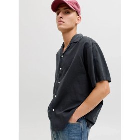 Resim Jack & Jones Siyah Erkek Regular Fit Gömlek 12288594 Jjebreeze Resort Shırt 