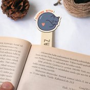 Resim Uyuyan Kedi İsme Özel Ahşap Kitap Okuma Ayracı 