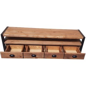 Resim Dogal Ahşap Masif Tv Ünitesi 