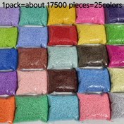 Resim 17.500 adet 1,6 mm mini düz renkli pirinç boncuklar, 25 renk yüksek kaliteli Çek cam tohum boncukları, DIY kolye küpe bileklik takı yapımı için ara boncuklar, parti dekorasyon malzemeleri 
