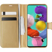 Resim Samsung Galaxy A51 Kılıf Delux Leather Wallet Gold Microsonic