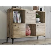 Resim Wood'n Love Orbit 3 Kapaklı Metal Ayaklı Çok Amaçlı Dolap Konsol - Atlantik Çam / Siyah 