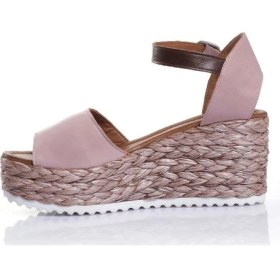 Resim Bueno Shoes Kemerli Deri Kadın Dolgu Topuk Sandalet 9N3601 
