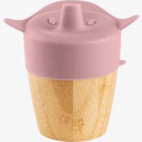 Resim Citron 2'si 1 Arada Kapaklı ve Pipetli Organik Bambu Alıştırma Bardağı - Pink 1073643 