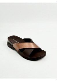 Resim Ceyo Bakır Renk Çapraz Bantlı Kadın Terlik Bakır 