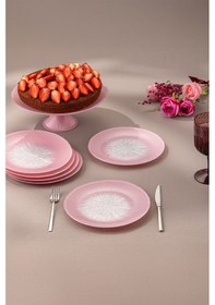 Resim Emsan Pastel 7 Parça Cam Pasta / Tatlı Seti Pembe Pembe 