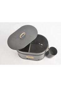 Resim Evistro Büyük Boy 2 Bölmeli Lüx Metal Patates-Soğan-Sarımsak Kovası Antrasit 