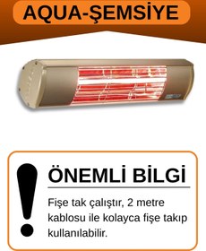 Resim Goldsun Aqua 2000 Watt GSU20 Şemsiye Tip Kumandasız Suya Dayanıklı Elektrikli İnfrared Isıtıcı-Bej - Beyaz 