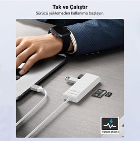 Resim Orico Type-C To 3.0 TF SD 3 Port USB 3.0 Çoklayıcı Adaptör Beyaz 