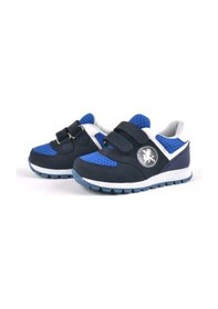 Resim Hakiki Deri Lacivert Cırtlı Erkek Bebek Spor Ayakkabı (413480781) 
