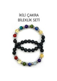 Resim Doğaltaş - Ikili Çakra Bileklik Seti - Unisex - A Kalite Çok Renkli 