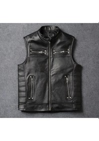Resim Nyc Giyim Tekstil & Deri Motorcu Yelek Siyah Kuzu Derisi 