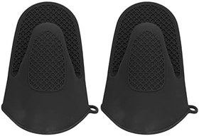 Resim Ejoyous 2'li Fırın Eldiveni Paketi, Kalın Silikon Fırın Eldiveni, Kaymaz Pişirme Eldiveni, Pişirme, Yemek Pişirme, Barbekü, Izgara Için Su Geçirmez Fırın Eldiveni (BLACK) 