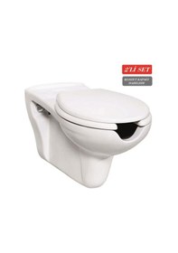 Resim Creavit Bedensel Engelli Asma Klozet 1.kalite Bd320.02 + Engelli Yavaş Kapanan Kapak 2'li Set Beyaz 