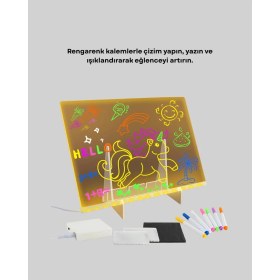 Resim Rivera Tech Rvrtch LED Işıklı Akrilik Yazı Tahtası Renkli Kalem Setiyle 