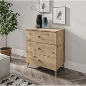 Resim KZNMOB HOME Gardenya 3 Çekmeceli Meşe Şifonyer - Tamamı 1. Kalite Mdf 
