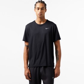 Resim Nike Dri-Fit Miler Erkek Siyah Koşu T-Shirt 