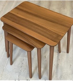 Resim Modern Ahşap Zigon Sehpa Takımı Ceviz 